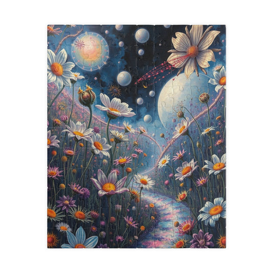 Wildflower Fantasy Puzzle, Surreal Floral Landscape Jigsaw Game for Adult, Mindfulness Activity Home Entertainment Puzzler Brain Teaser Gift 110 pcs (Vertical) Puzzle The Puzzle Chest