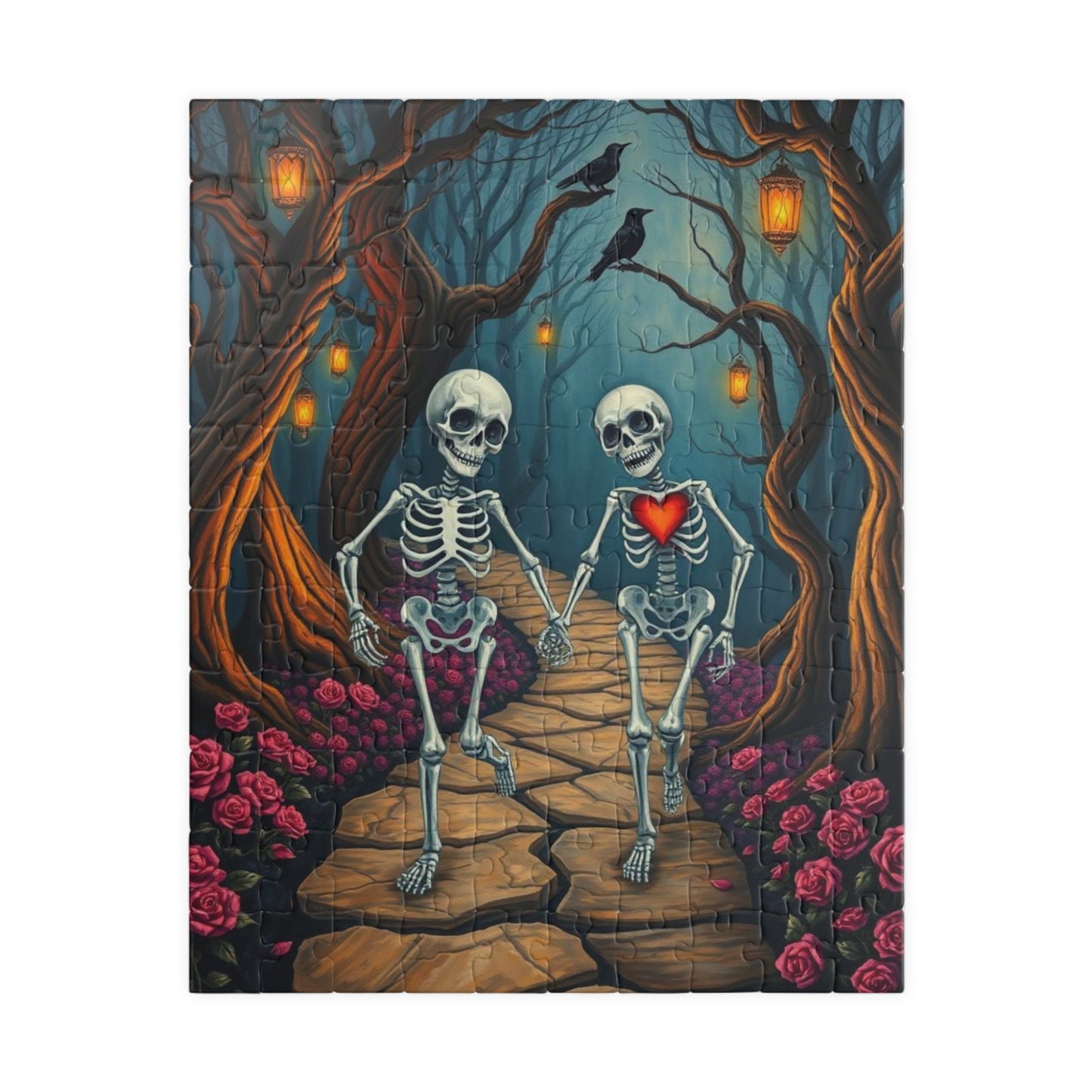 Spooky Romance Skeleton Puzzle for Adults, Perfect for Halloween Couples Night Family Fun Unique Gothic Gift for Puzzle Enthusiast