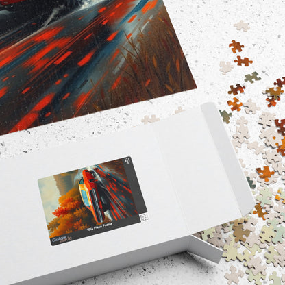 Vintage Car Puzzle - Classic 1969 Charger, Autumn Road Trip Scene Puzzle The Puzzle Chest