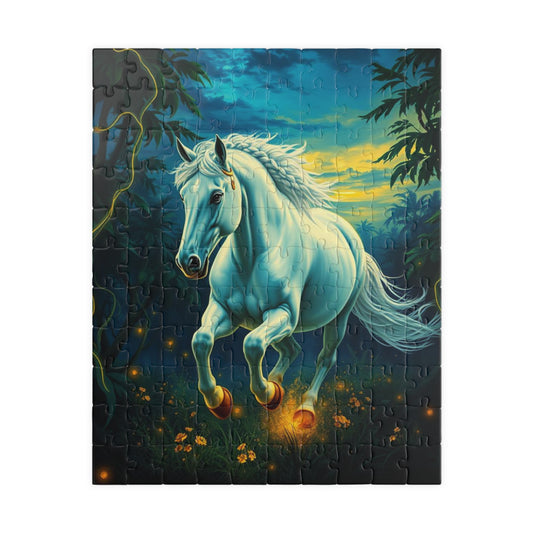 White Horse Jigsaw Puzzle, Equestrian Birthday Holiday Gift for Horse Lover, Family Game Night, Solo Fun, Relaxing Hobby, Mindful Activity 110 pcs (Vertical) Puzzle The Puzzle Chest