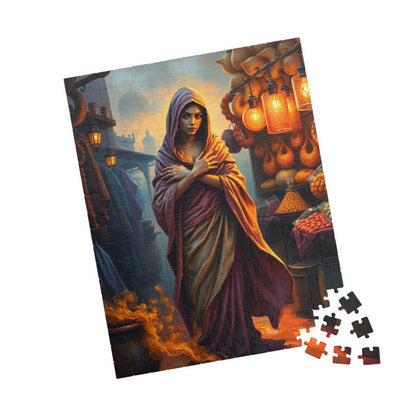 Enchanted Genie Puzzle, Market at Dusk Scene Mythical Jigsaw Game, 110 252 520 1014 Piece, Challenging Fantasy Art, Relaxing Mindful Gift