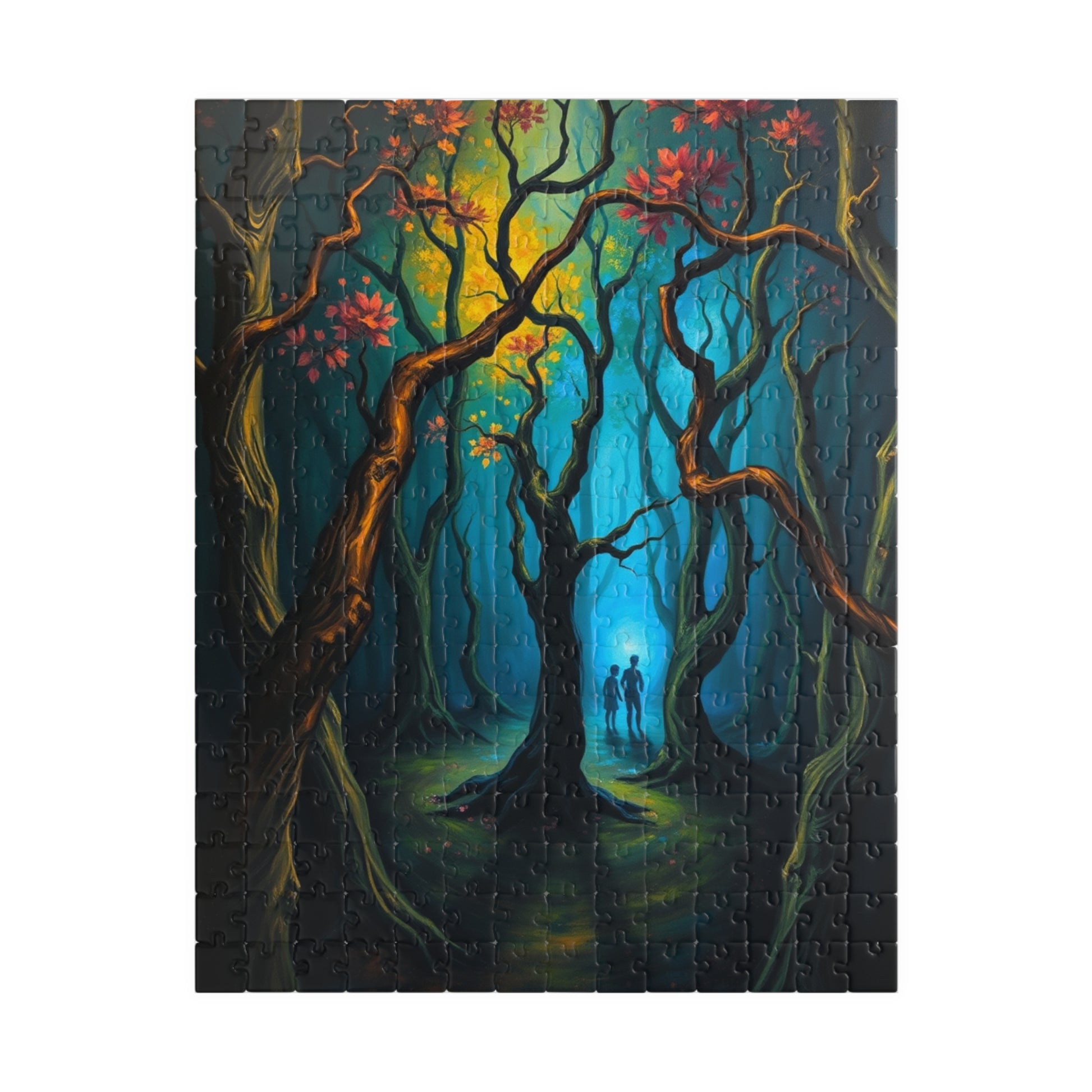 Enchanting Forest Puzzle - Ghostly Figures and Blue Mist Gothic Jigsaw Game, Perfect Gift for Nature Lovers, Family Game Night, Relaxation 252 pcs (Vertical) The Puzzle Chest