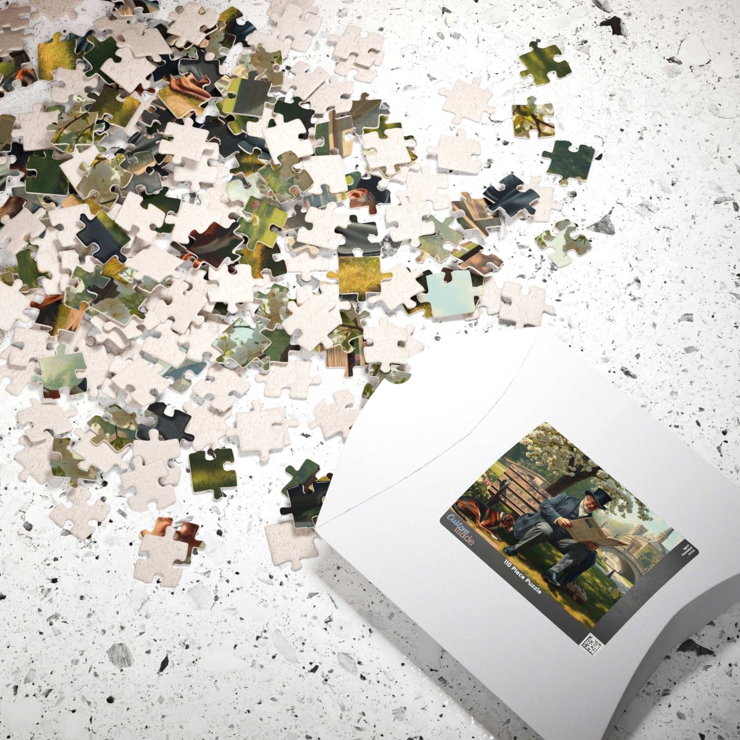Victorian Gentleman Reading Newspaper in Park - 19th Century Pastoral Scene Jigsaw Puzzle Puzzle The Puzzle Chest