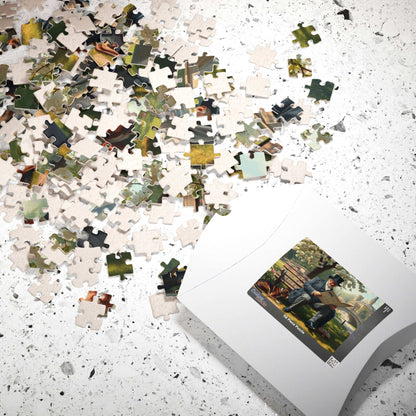 Victorian Gentleman Reading Newspaper in Park - 19th Century Pastoral Scene Jigsaw Puzzle Puzzle The Puzzle Chest