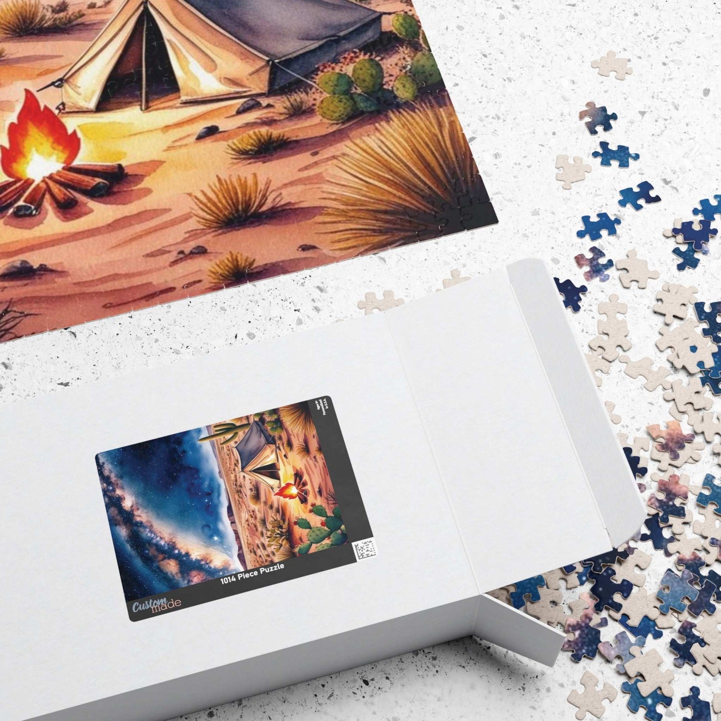 Vast Desert Landscape Jigsaw Puzzle, Milky Way Campfire, and Tent Under the Stars, Peaceful Desert Night Scene Game for Adult Puzzle Lover Puzzle The Puzzle Chest