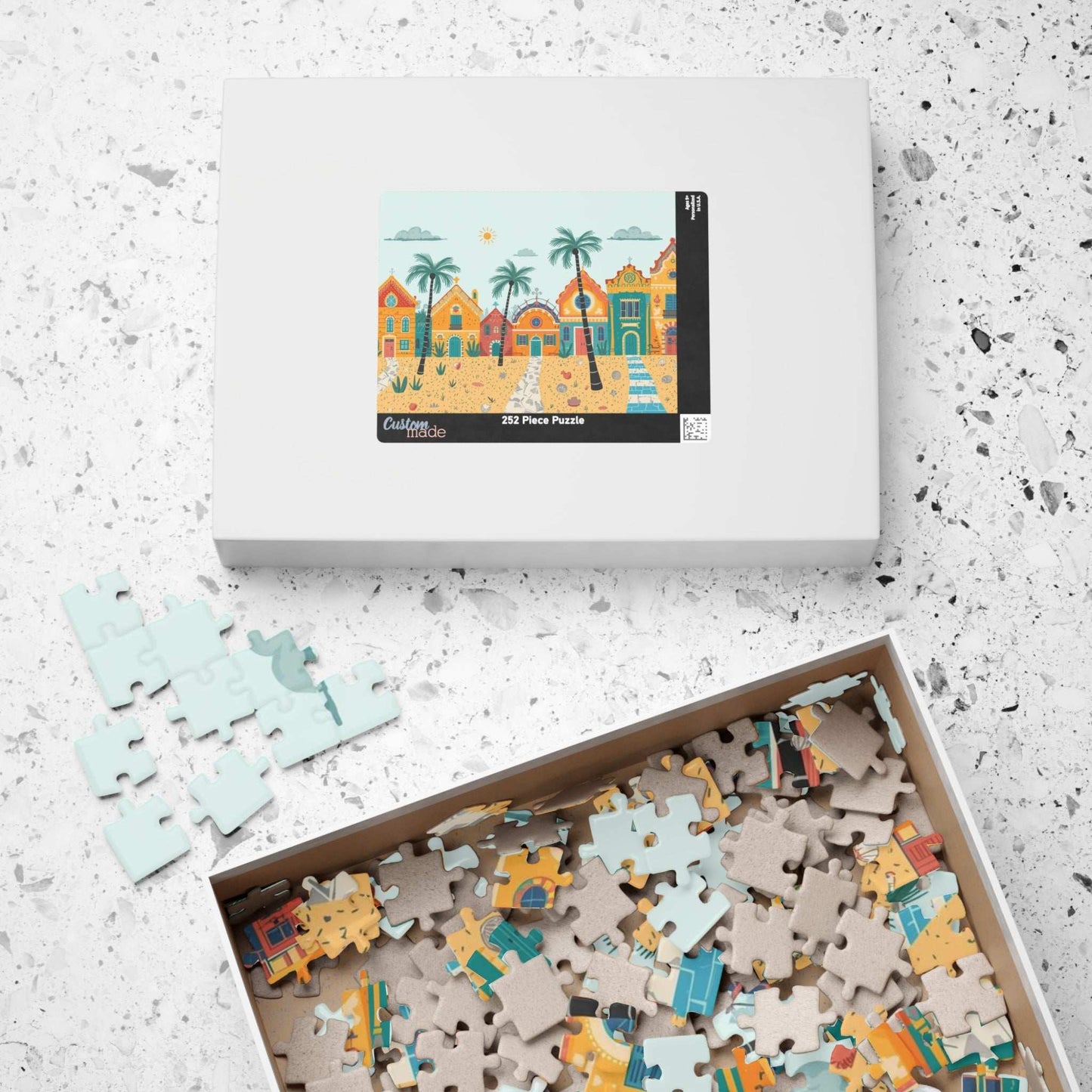 Sunbright Shores Village Jigsaw Puzzle - Beach Town Daytime Scene Puzzle The Puzzle Chest