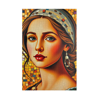 Mosaic Portrait Renaissance Woman Puzzle - 110, 252, 520, 1014-piece | Decorative Gift for Art Lover, Family or Solo Fun, Unique Collectible 1014 pcs (Vertical) Puzzle The Puzzle Chest