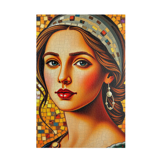 Mosaic Portrait Renaissance Woman Puzzle - 110, 252, 520, 1014-piece | Decorative Gift for Art Lover, Family or Solo Fun, Unique Collectible 1014 pcs (Vertical) Puzzle The Puzzle Chest