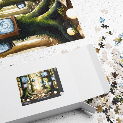 Fantasy Weirdcore Jigsaw Puzzle, Forest with TV Screens, Unique Puzzle, Mind-Bending Game, Interactive Family Activity, Home Entertainment Puzzle The Puzzle Chest
