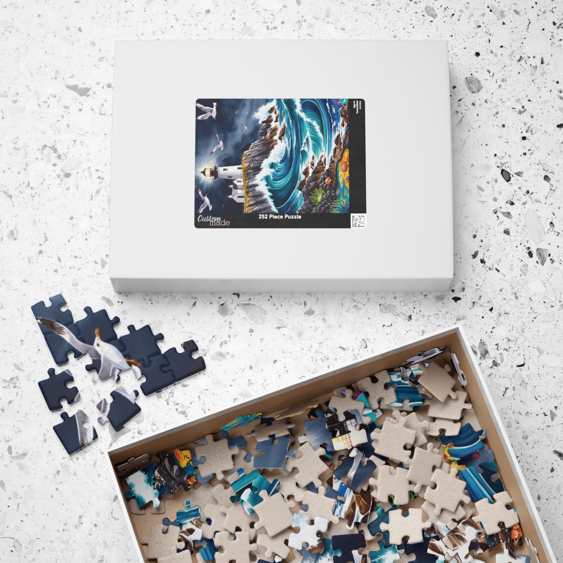 Scenic Rocky Shoreline Puzzle, Lighthouse Seaside Landscape Jigsaw Game, Family Game Night, Mindfulness Activity for Puzzle Lover Enthusiast Puzzle The Puzzle Chest