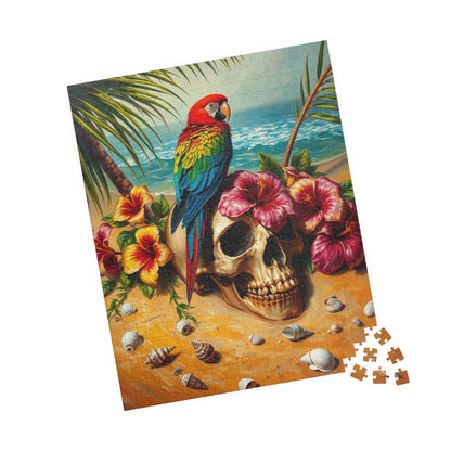 Colorful Parrot Skull Puzzle, Fun Nature Theme Jigsaw Game for Adults, Family Game Night, Beach Lover and Puzzle Enthusiast Holiday Gift Puzzle The Puzzle Chest