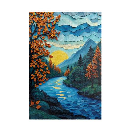 Mosaic Autumn Sunrise Landscape Jigsaw Puzzle, Fun Family Activity, Gift for Nature Enthusiasts 1014 pcs (Vertical) Puzzle The Puzzle Chest