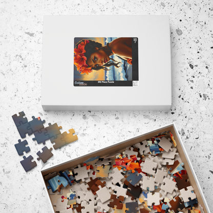 Close-Up Portrait Puzzle of Polynesian Woman, Beach Background Floral Crown Ocean Waves, Cultural Art Family Jigsaw Game, Puzzle Lover Gift Puzzle The Puzzle Chest