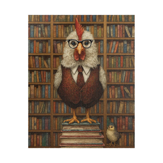 Chicken Librarian Jigsaw Puzzle, Bird Puzzle Ideal for Fun Family Activity, Gifts, Game Night, Animal Lovers, Book Enthusiasts 520 pcs (Vertical) Puzzle The Puzzle Chest
