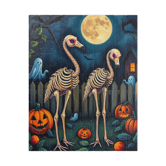 Halloween Skeleton Puzzle - Spooky Flamingo 110, 252, 520, 1014-piece Jigsaw Perfect for Fall Family Fun, Haunted House Decor, Pumpkin Love 110 pcs (Vertical) Puzzle The Puzzle Chest