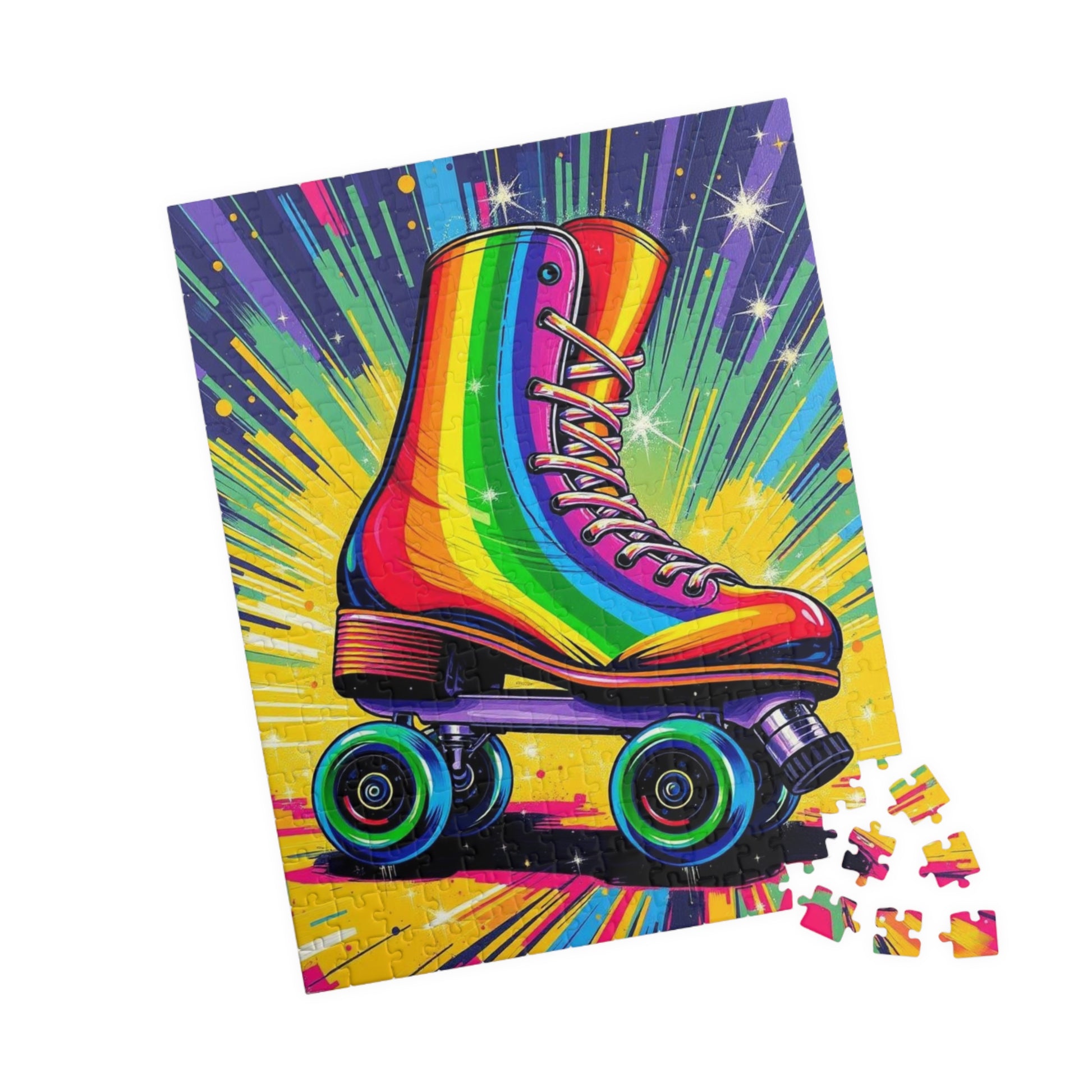 Rainbow Roller Skate Puzzle, Pop Art Jigsaw Fun Family Game, Colorful Home Entertainment, Gift for Hobbyist Puzzle Enthusiast Puzzle The Puzzle Chest
