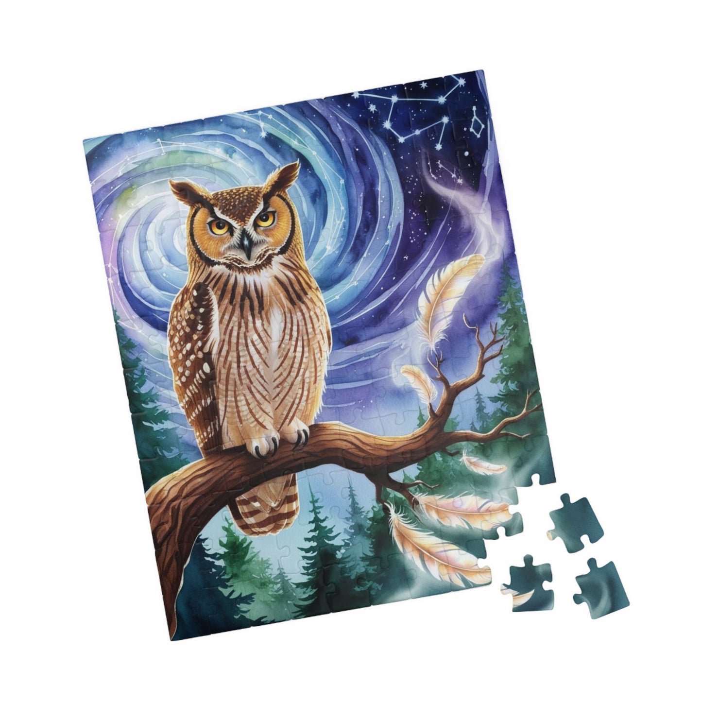 Jigsaw Puzzle, Great Horned Owl Constellation Scene, 110-1014 Pieces, Mystical Forest Nature Gift, Relaxing Hobby, Mindfulness Activity, Puzzle The Puzzle Chest