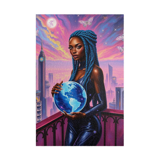 Futuristic African American Woman Art Puzzle - Empowering Black Female Representation, Mindful Activity, Art Lover Gift, Family or Solo Fun 1014 pcs (Vertical) Puzzle The Puzzle Chest