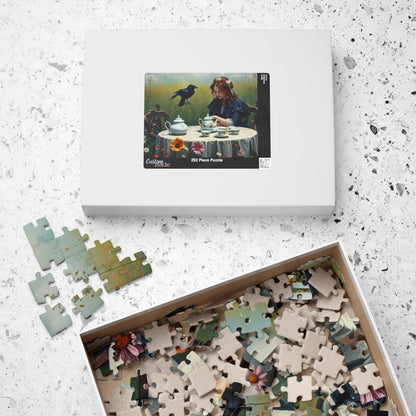 Melancholy Tea Party Jigsaw Puzzle, Victorian Woman and Raven, Gothic Art Print, Dark Fantasy Puzzle Lover Gift, Brain Teaser, Tabletop Game Puzzle The Puzzle Chest