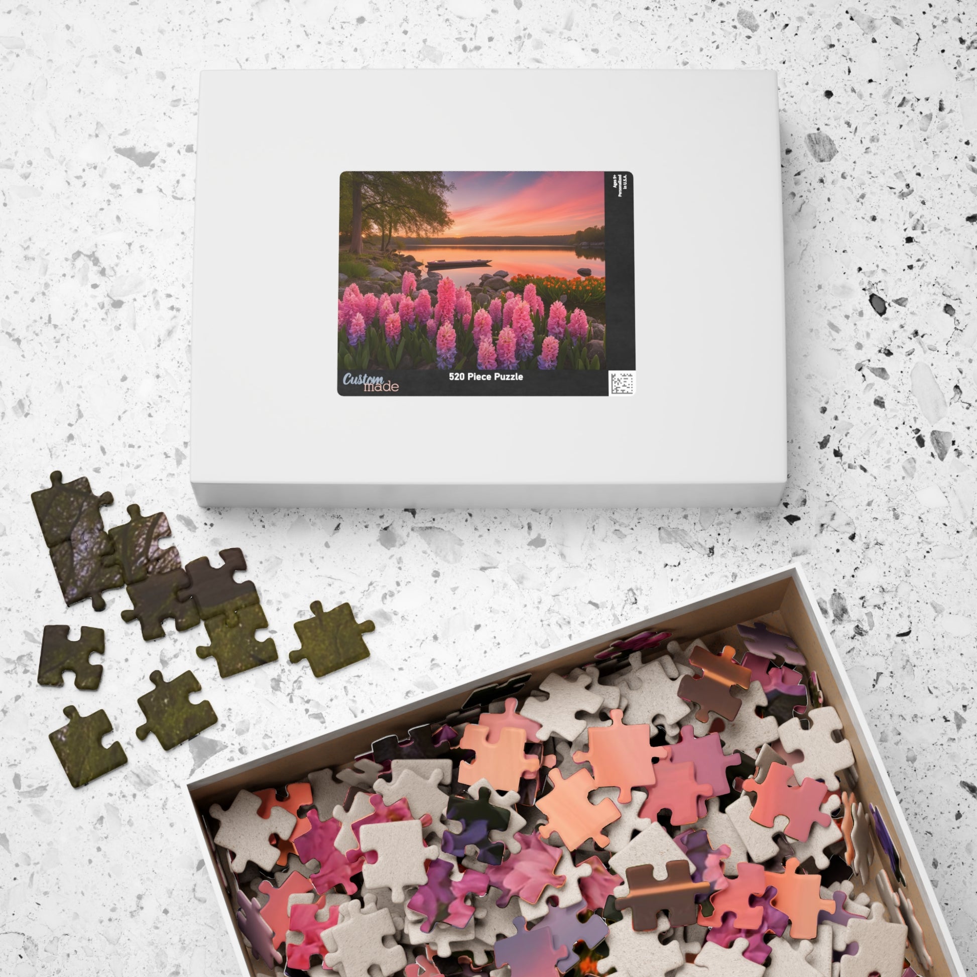 Puzzle - Lakeside Sunset Hyacinths, 110, 252, 520, 1014-piece, Jigsaw Game, Relaxing Hobby, Nature Scene, Mindfulness Activity, Floral Puzzle The Puzzle Chest