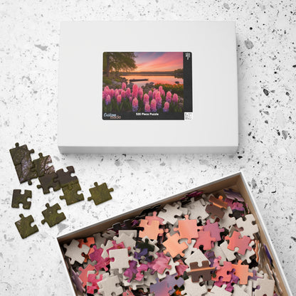 Puzzle - Lakeside Sunset Hyacinths, 110, 252, 520, 1014-piece, Jigsaw Game, Relaxing Hobby, Nature Scene, Mindfulness Activity, Floral Puzzle The Puzzle Chest