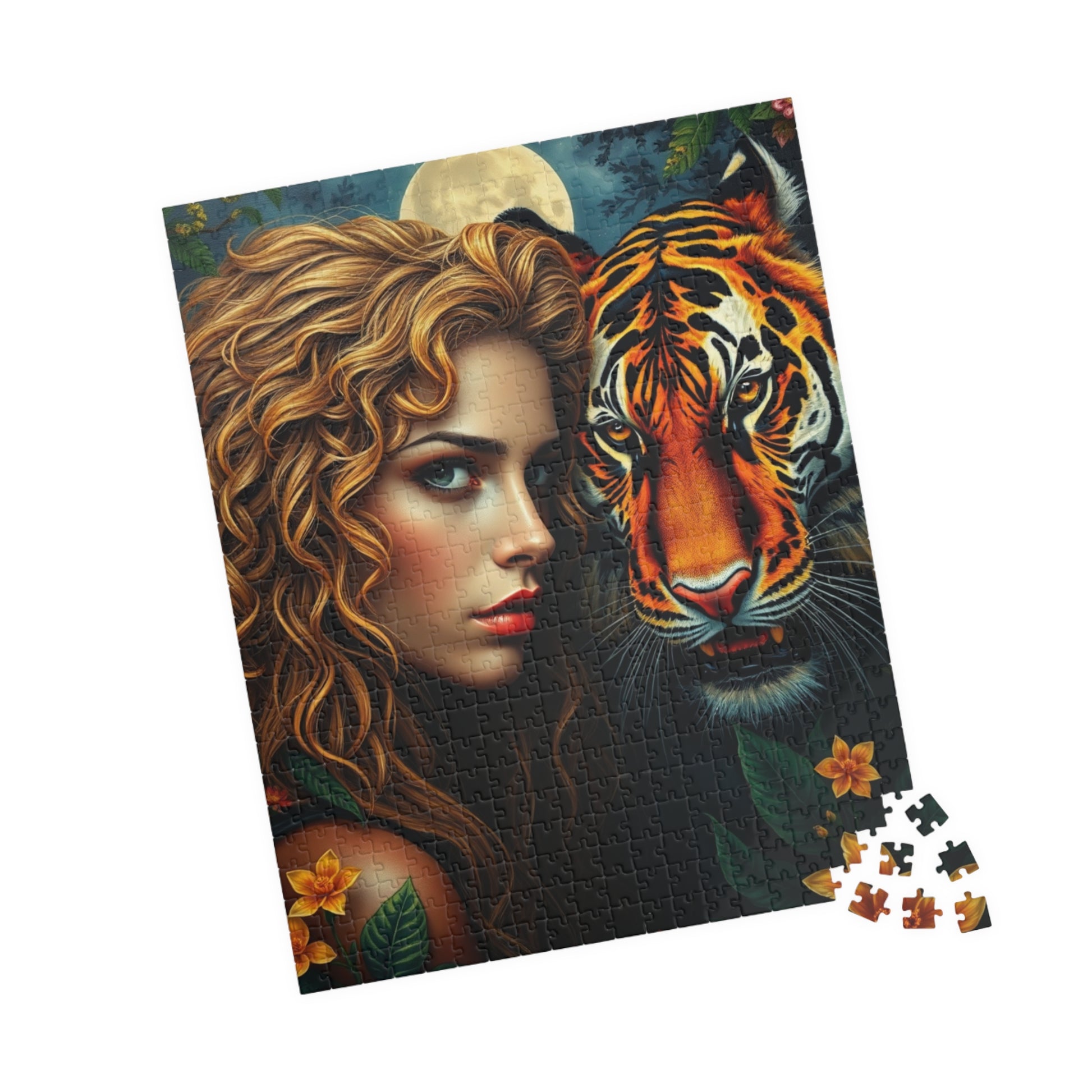 Tiger and Beauty Puzzle, Animal Art Adult Jigsaw Game for Relaxation, Home Entertainment, Creative Gift Idea Nature Lover, Family Game Night Puzzle The Puzzle Chest