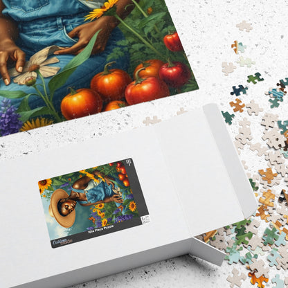 Botanical Black Woman Jigsaw Puzzle, Colorful Garden Scene, Puzzle Lover Gift, Nature Theme, 110-1014 Piece Afrocentric Artwork Puzzle The Puzzle Chest