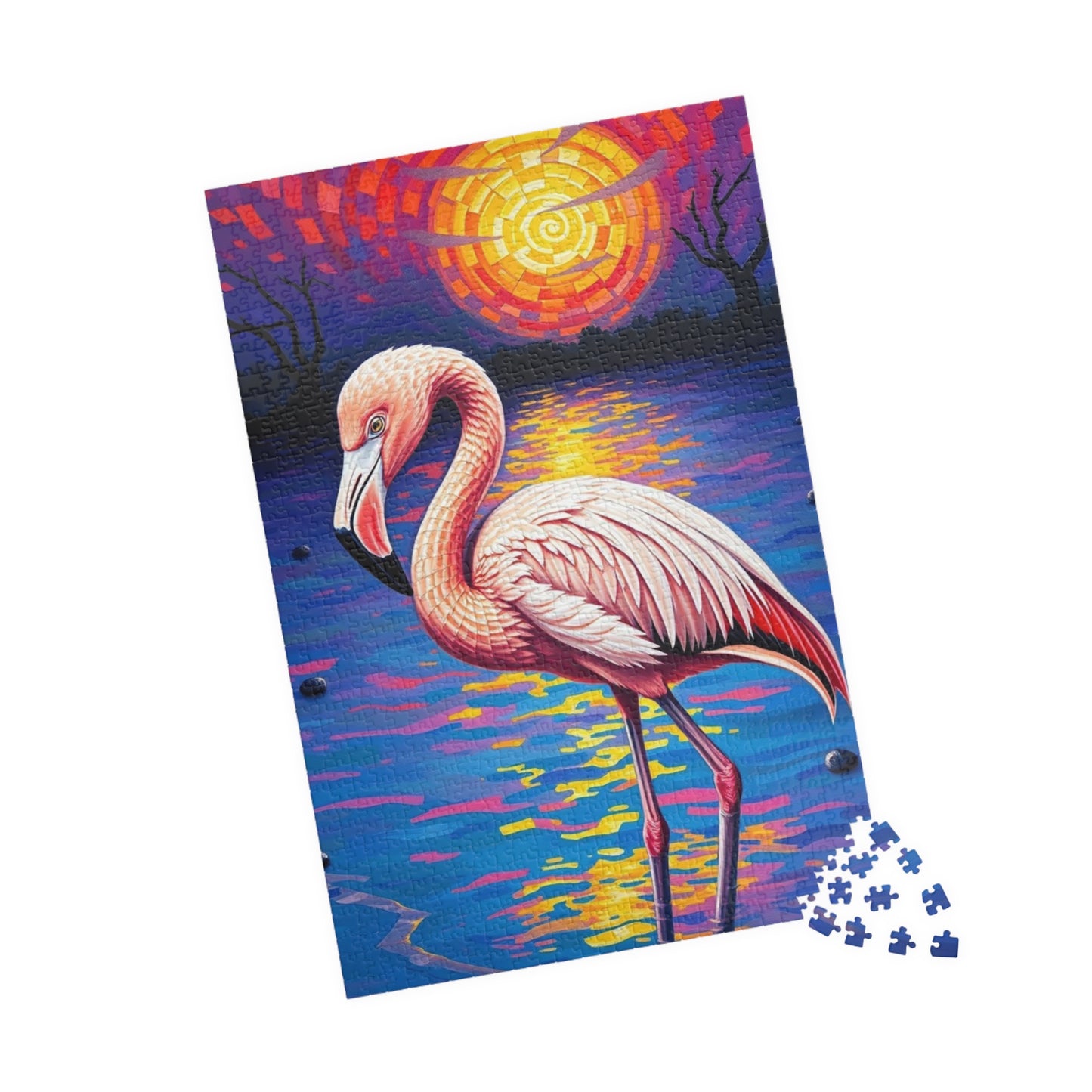Flamingo Sunset Mosaic Jigsaw Puzzle, 110-1014 Piece, Fun Family Activity, Creative Hobby, Educational Game, Gift for Bird Lovers Puzzle The Puzzle Chest