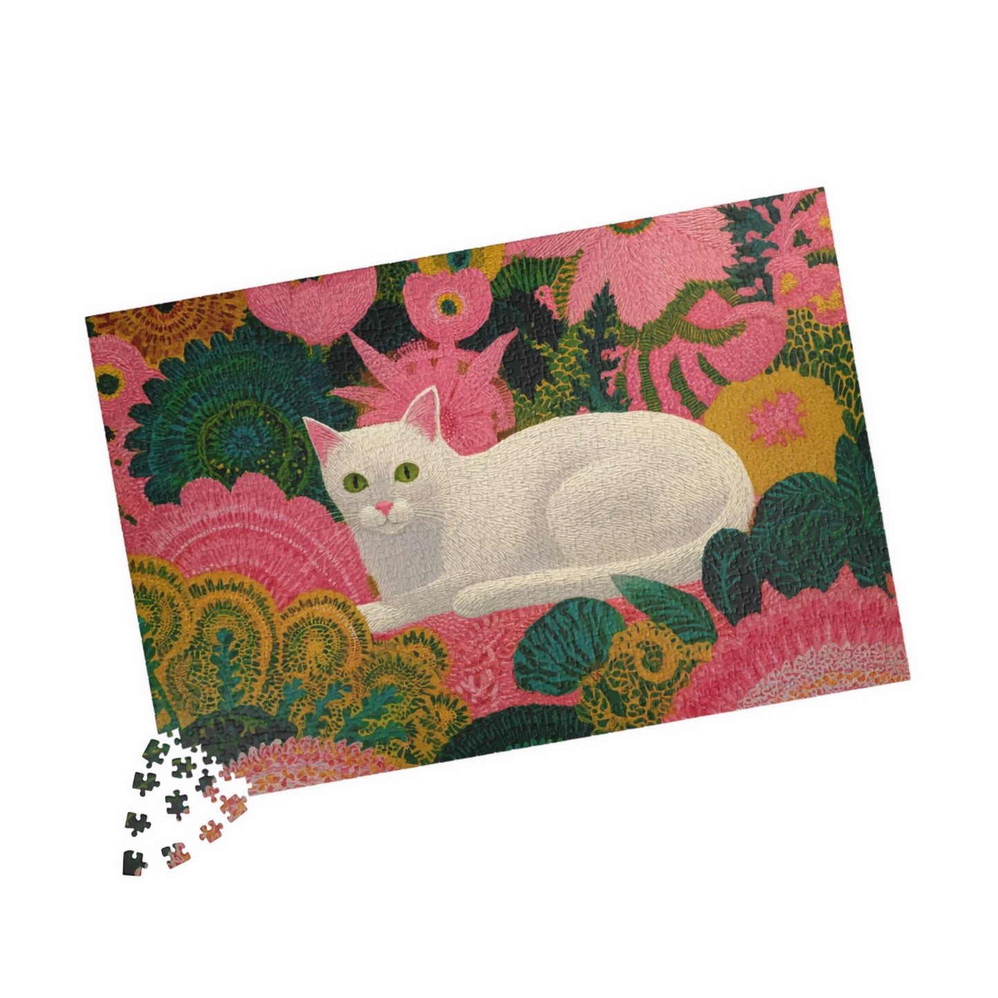 The Garden Cat – Bright Fauvist Garden Jigsaw Puzzle, Animal Theme Nature and Cat Art Puzzle, Matisse-Inspired 1014 pcs (Horizontal) Puzzle The Puzzle Chest