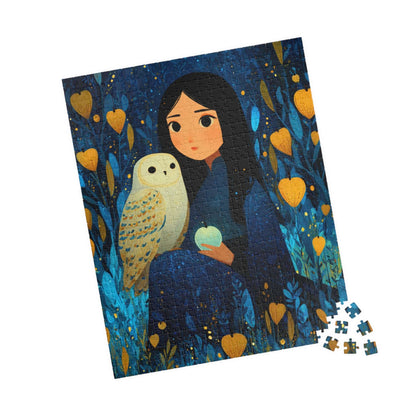 Watercolor Moonlit Orchard Jigsaw Puzzle - Girl and Owl, Storybook Art Game for Mindful Gift, Home Entertainment, Family Fun, Brain Teaser 520 pcs (Vertical) Puzzle The Puzzle Chest