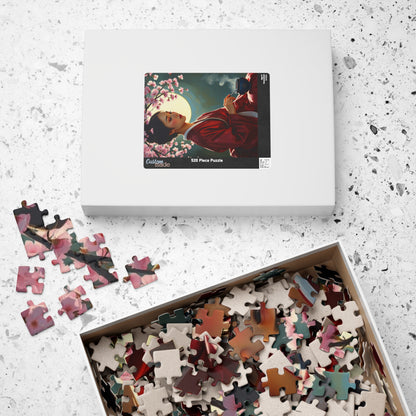 East Asian Cultural Jigsaw Puzzle (110-1014 Piece), Elegant Hanbok-Clad Woman, Traditional Tea Ceremony Under Cherry Blossom Tree, Best Gift Puzzle The Puzzle Chest