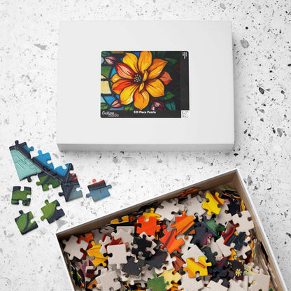 Petals of Light Stained Glass Style Floral Puzzle, 110-520 Piece Jigsaw, Home Décor, Brain Teaser, Gift for Puzzle Lovers, Family Activity Puzzle The Puzzle Chest