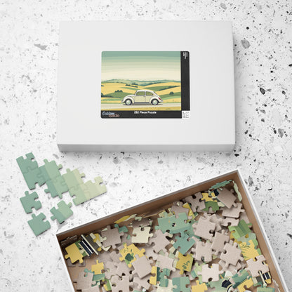 Vintage Beetle Illustration Puzzle | Scenic Countryside Jigsaw