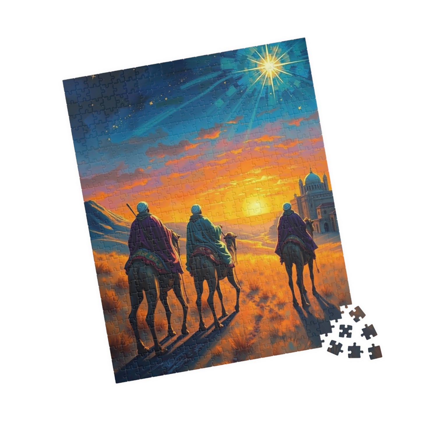 Three Wisemen Jigsaw Puzzle - Journey to Bethlehem, Christmas Holiday Activity Gift Religious Home Entertainment Family Fun Puzzle The Puzzle Chest