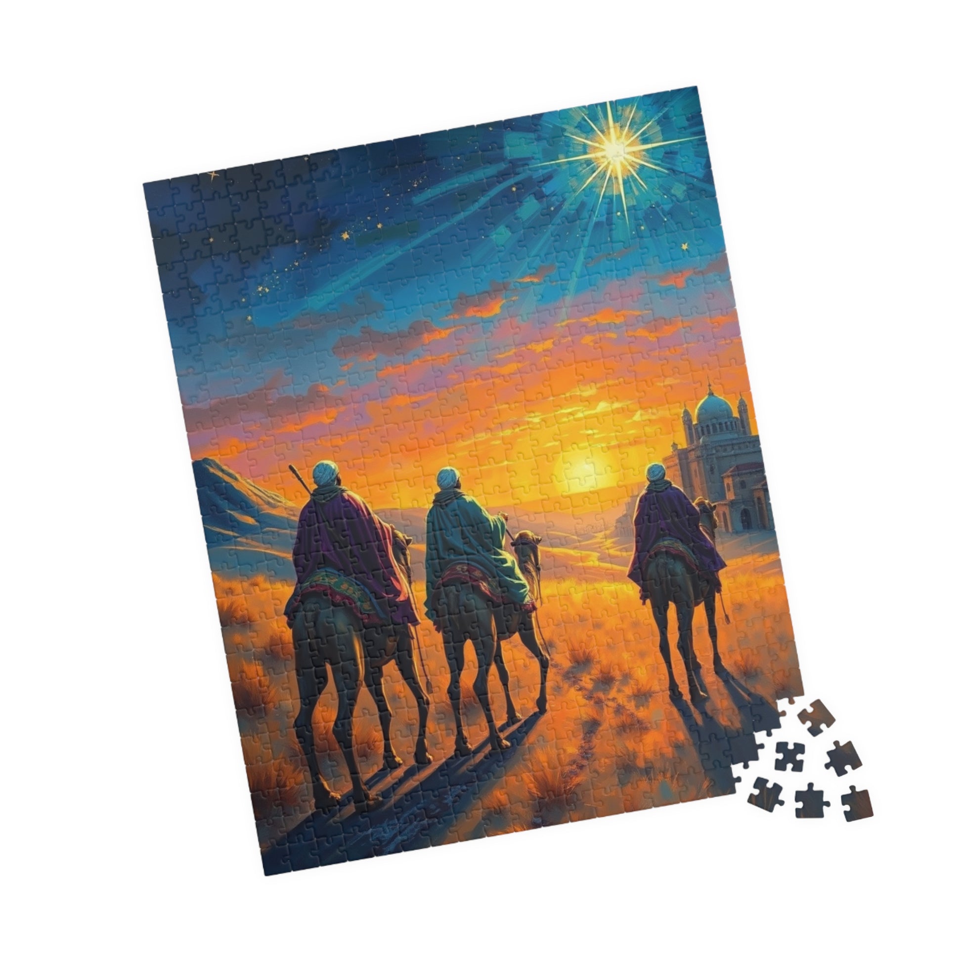 Three Wisemen Jigsaw Puzzle - Journey to Bethlehem, Christmas Holiday Activity Gift Religious Home Entertainment Family Fun Puzzle The Puzzle Chest