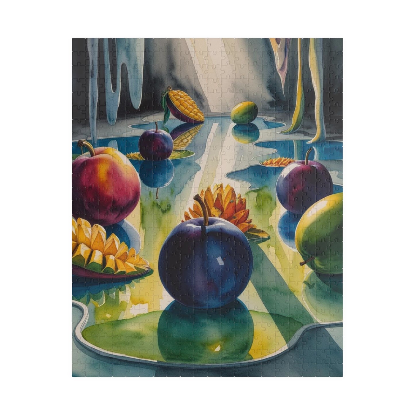 Surreal Dreamscape Puzzle, Oversized Fruit and Reflective Pools Jigsaw Game Inspired by Salvador Dali, Unique Giftable Puzzle, Mindfulness 520 pcs (Vertical) Puzzle The Puzzle Chest