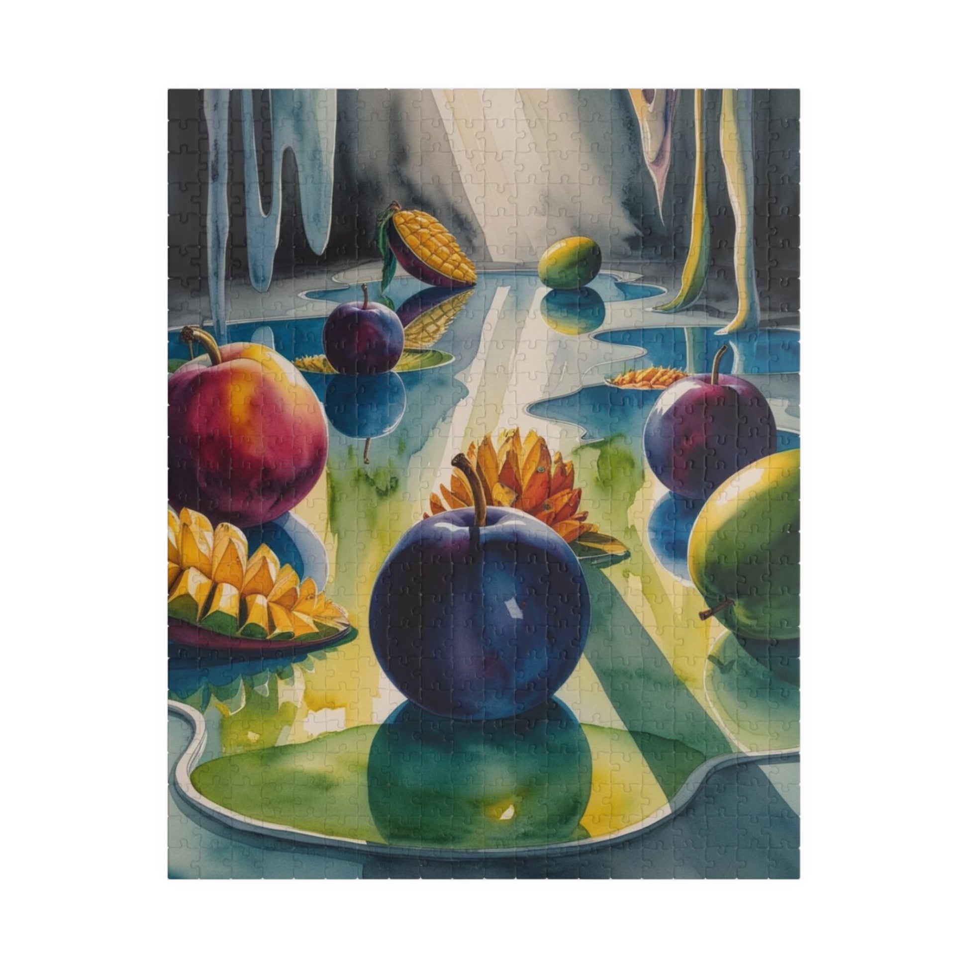 Surreal Dreamscape Puzzle, Oversized Fruit and Reflective Pools Jigsaw Game Inspired by Salvador Dali, Unique Giftable Puzzle, Mindfulness 520 pcs (Vertical) Puzzle The Puzzle Chest
