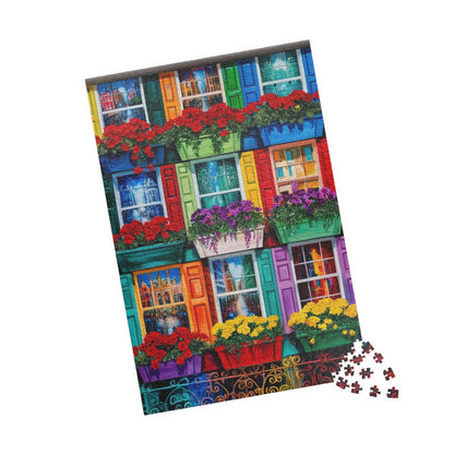 Colorful Flower Window Puzzle, 110/252/520/1014-piece Puzzle, Flower Lover Gift for Friends, Family Game Night, Fun Activity Puzzle The Puzzle Chest