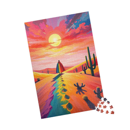 Solitude in Spectrum Jigsaw Puzzle - Surreal Desert Sunset, Colorful LGBTQ Art, Unique Pride Gift for Puzzle Lovers, Home Entertainment Puzzle The Puzzle Chest