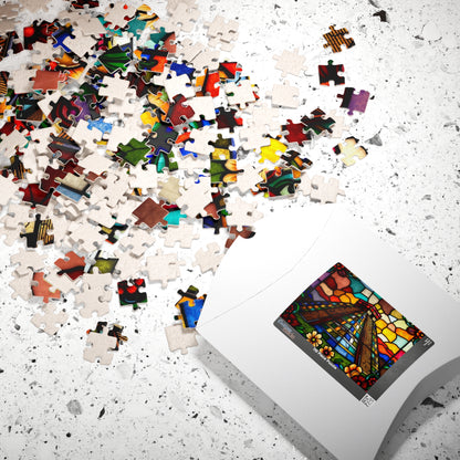 Stained Glass Chichen Itza Pyramid Jigsaw Puzzle, Historic Mayan Famous Landmark, Travel-Inspired Frameable Art Giftable Puzzle Puzzle The Puzzle Chest