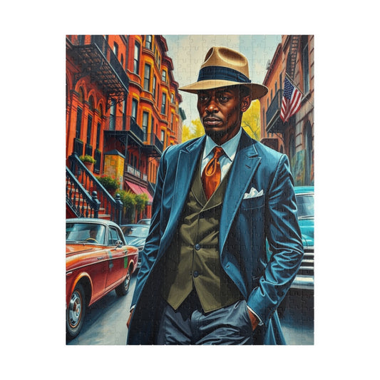 Elegant Street Scene Jigsaw Puzzle, African American Man Vintage Style Artwork, Black Art Gift for Adult, Family Game Night or Solo Fun 520 pcs (Vertical) Puzzle The Puzzle Chest