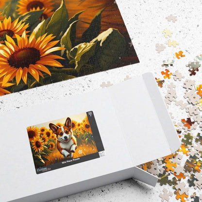 Corgi Sunflower Jigsaw Puzzle - Fun Family Activity, Pet Lover Birthday Holiday Gift for Friends, Home Entertainment Puzzle The Puzzle Chest