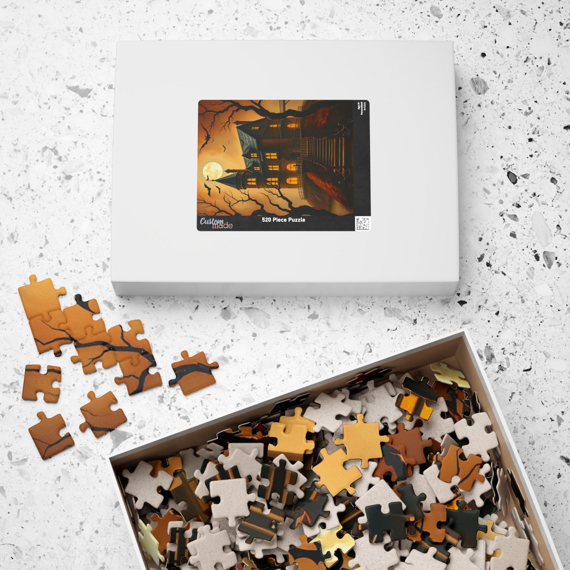 Spooky Haunted House Puzzle, Halloween Design, Family Game Night or Solo Fun, Perfect Gift for Puzzle Lover, 110 252 520 1014-piece, Mindful Puzzle The Puzzle Chest