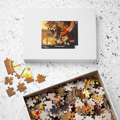 Music Room Puzzle, Grand Piano Violin Guitar and Record Player, Cozy Artistic Studio Musical Retreat Adult Jigsaw Game, Puzzle Lover Gift