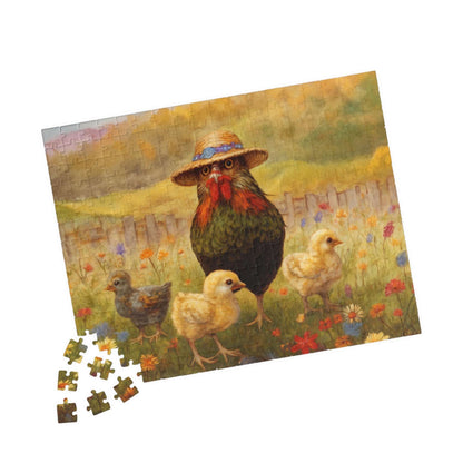 Chicken Stroll Jigsaw Puzzle - Chicks in Wildflower Field, Ideal for Family Fun Game, Indoor Activity, Holiday Birthday Gift, Bird Lovers Puzzle The Puzzle Chest