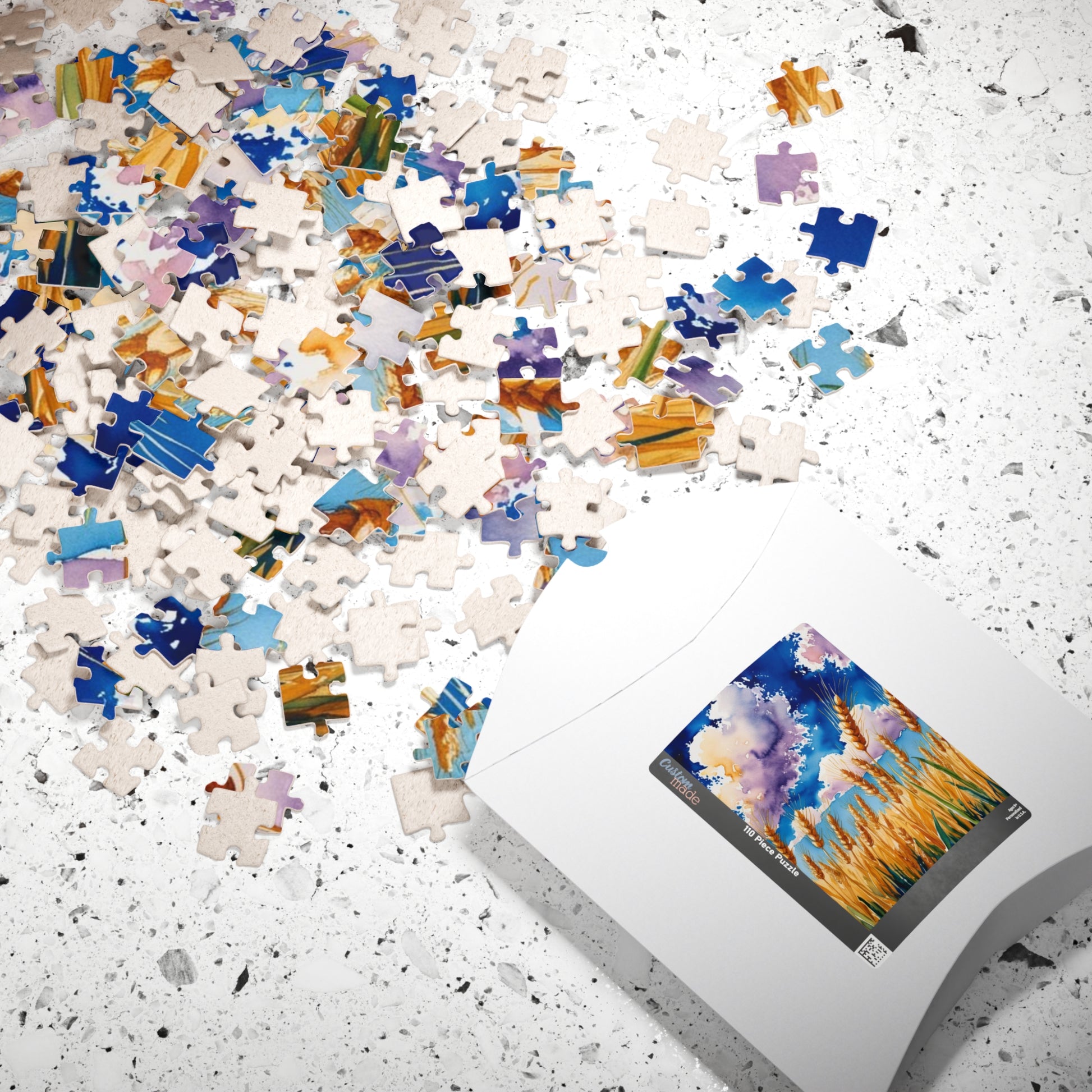 Wheat Field Jigsaw Puzzle with Golden Stalks and Blue Sky Puzzle The Puzzle Chest