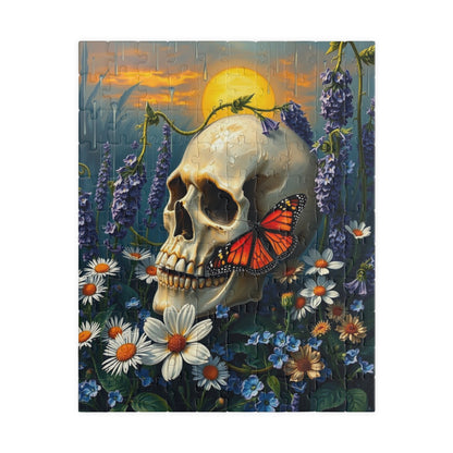 Skull and Butterfly Puzzle, Artistic Dark Art Jigsaw Puzzle for Adults, Unique Gothic Artwork Puzzle Lover Gift, Relaxing Fun Solo Activity 110 pcs (Vertical) Puzzle The Puzzle Chest