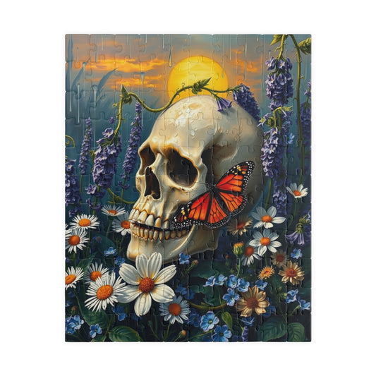 Skull and Butterfly Puzzle, Artistic Dark Art Jigsaw Puzzle for Adults, Unique Gothic Artwork Puzzle Lover Gift, Relaxing Fun Solo Activity 110 pcs (Vertical) Puzzle The Puzzle Chest