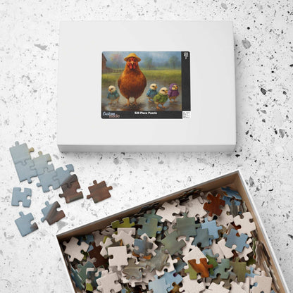 Mud Puddle Mischief Jigsaw Puzzle - Rainy Day Chicken Scene, Fun Family Game, Puzzle Lover Gift, Cozy Night In Activity, Farm Nature Theme Puzzle The Puzzle Chest