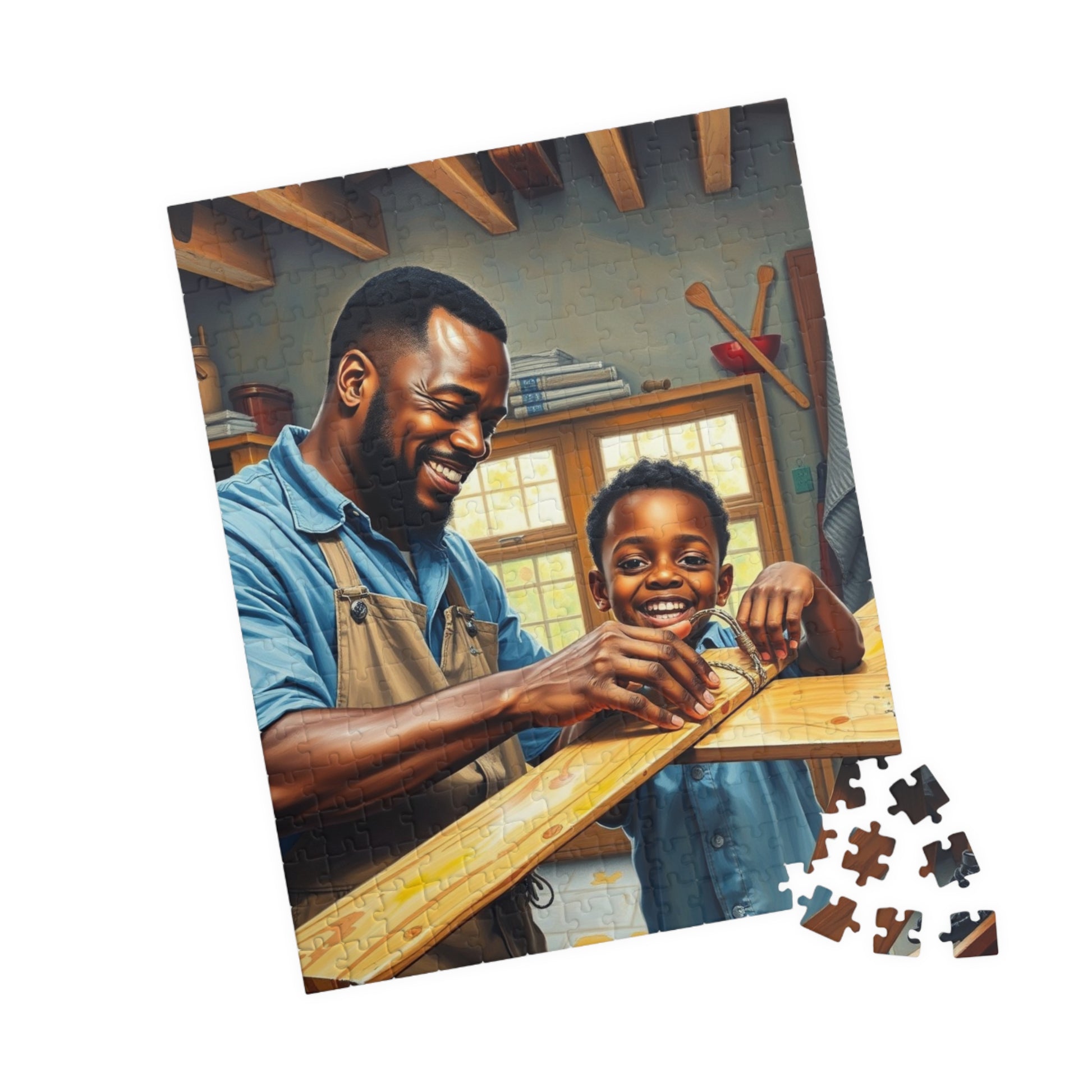 Family Bonding Jigsaw Puzzle, Black Father and Son Scene, Fun Family Activity, African American Afrocentric Cultural, Gift Puzzle The Puzzle Chest